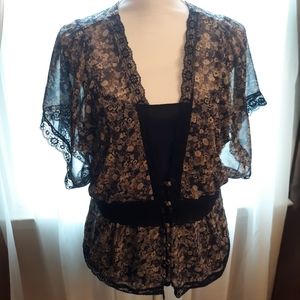 Sweet Sheer Navy Floral Blouse